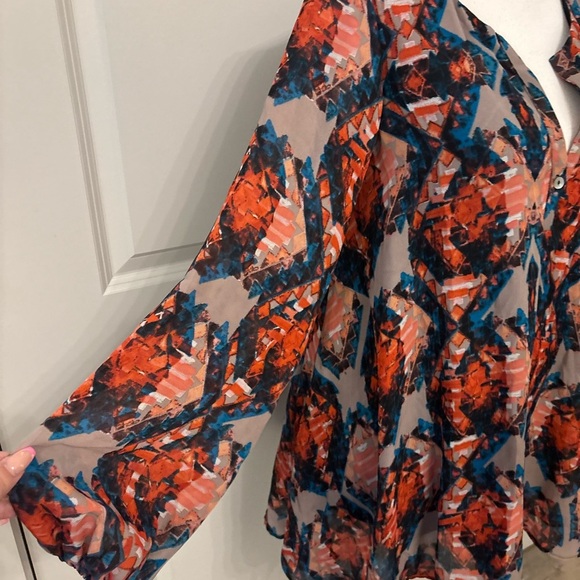 Show Me Your Mumu bright colorful patterned long sleeve blouse size M - Picture 7 of 16
